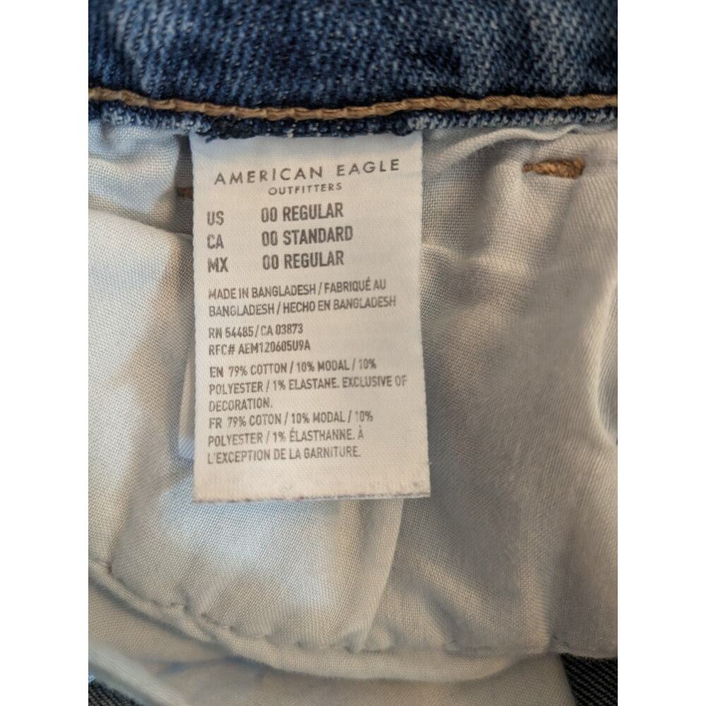 American Eagle Sz 00 Mom Straight Jean Stretch Distressed - Picture 8 of 9